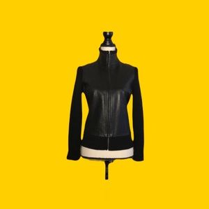 Banana Republic leather and  knit bomber jacket